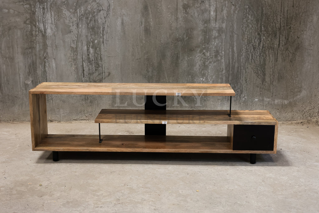 Minimalist mango wood 1 draw Tv Stand.