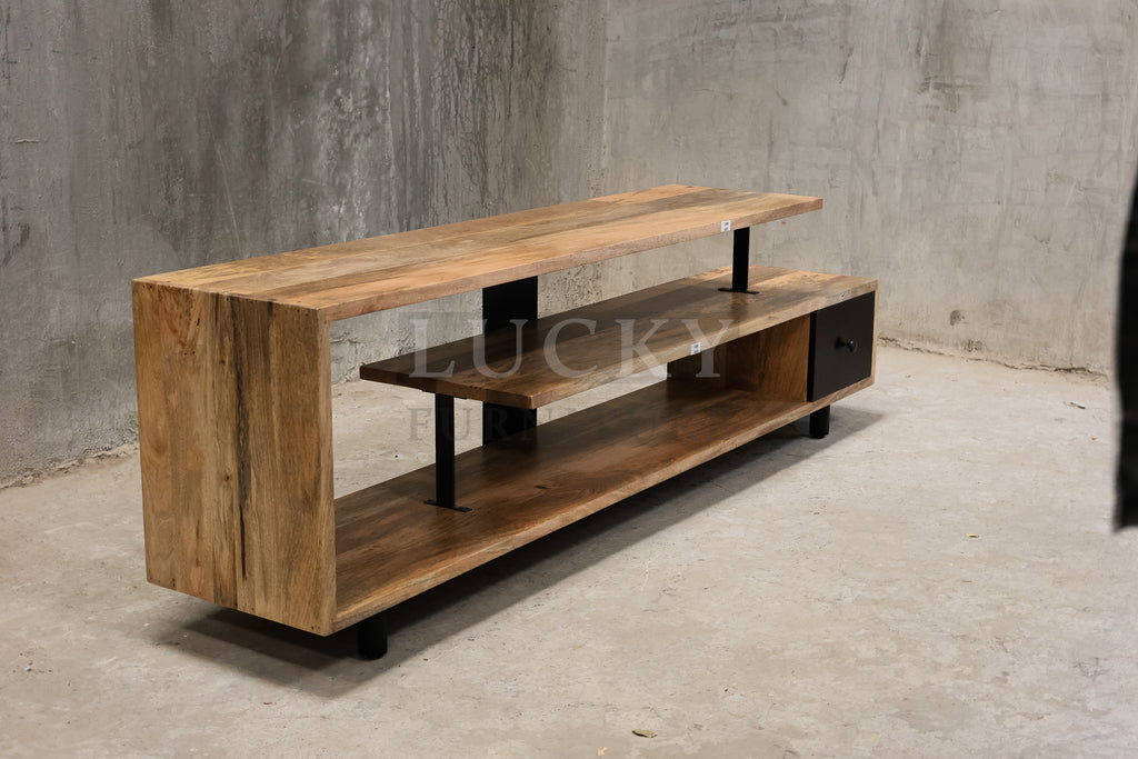 Minimalist mango wood 1 draw Tv Stand.