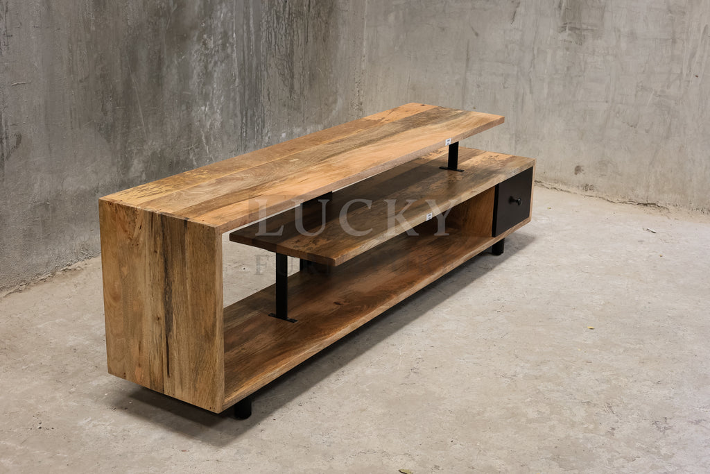 Minimalist mango wood 1 draw Tv Stand.