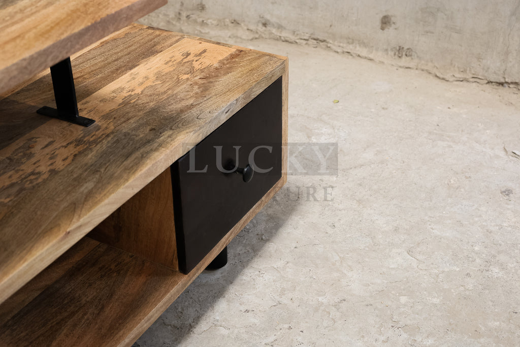 Minimalist mango wood 1 draw Tv Stand.