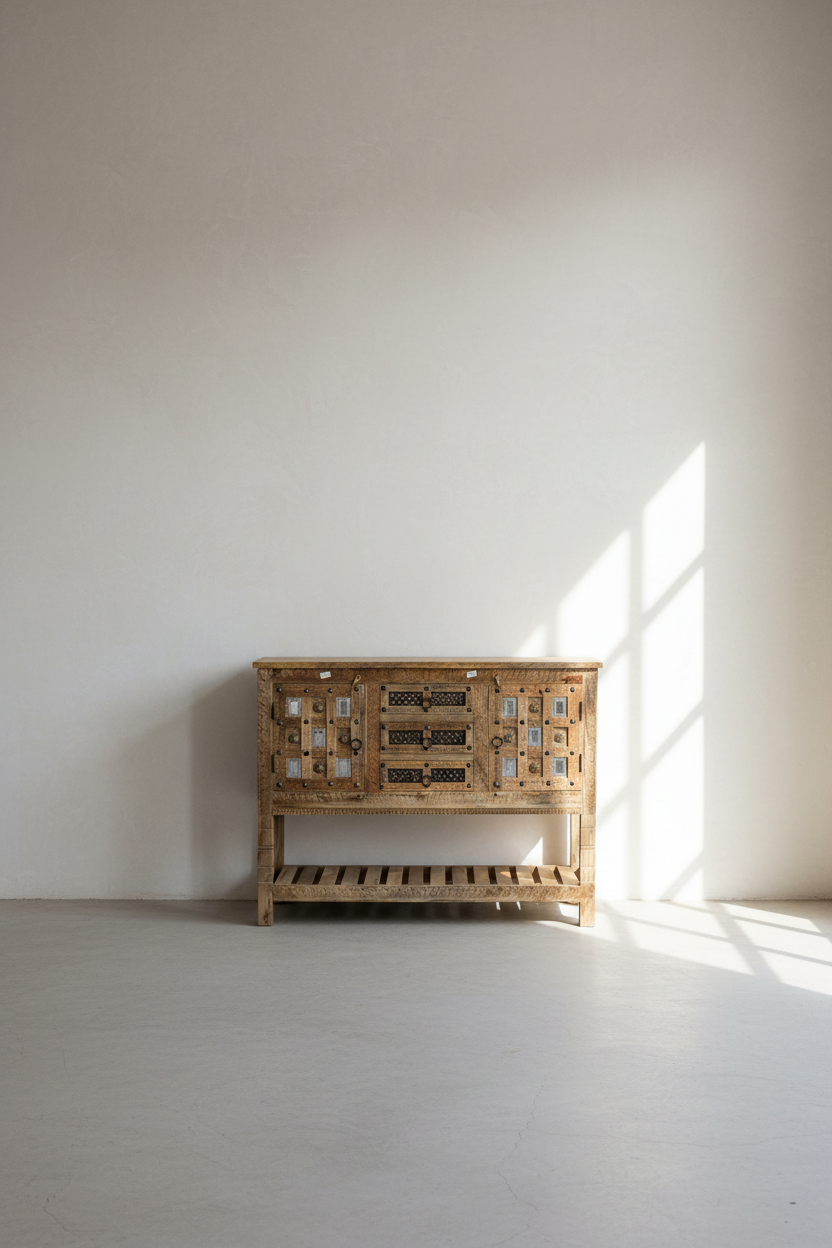 Carved dowry chest mango wood.