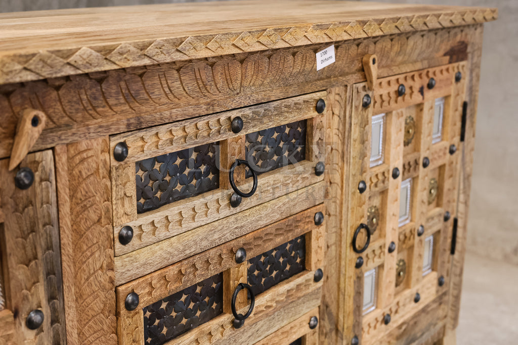 Carved dowry chest mango wood.