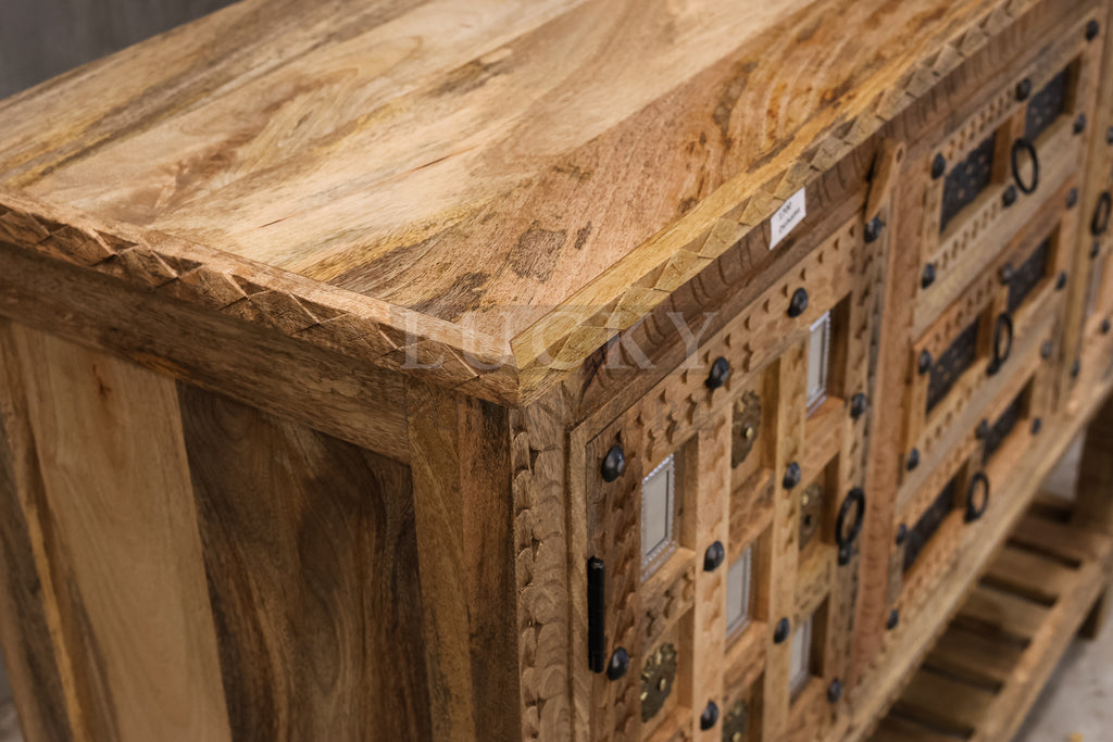 Carved dowry chest mango wood.
