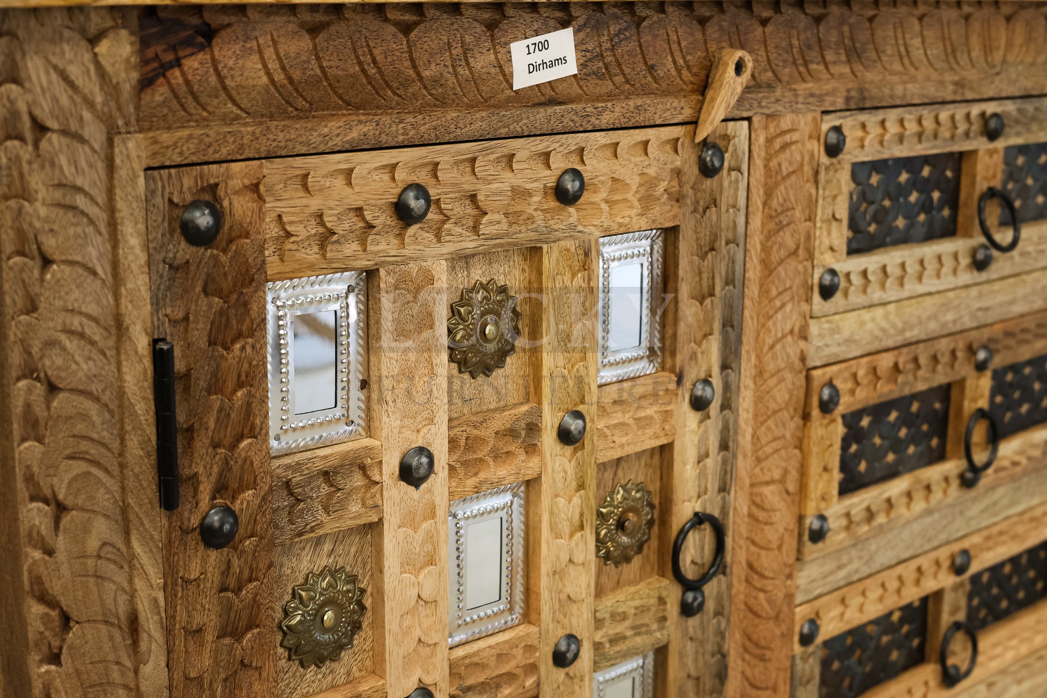 Carved dowry chest mango wood.