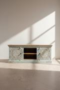 Carved Tv Stand Sky Blue.