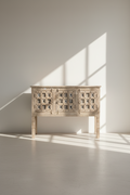 Carved dowry chest white wash.