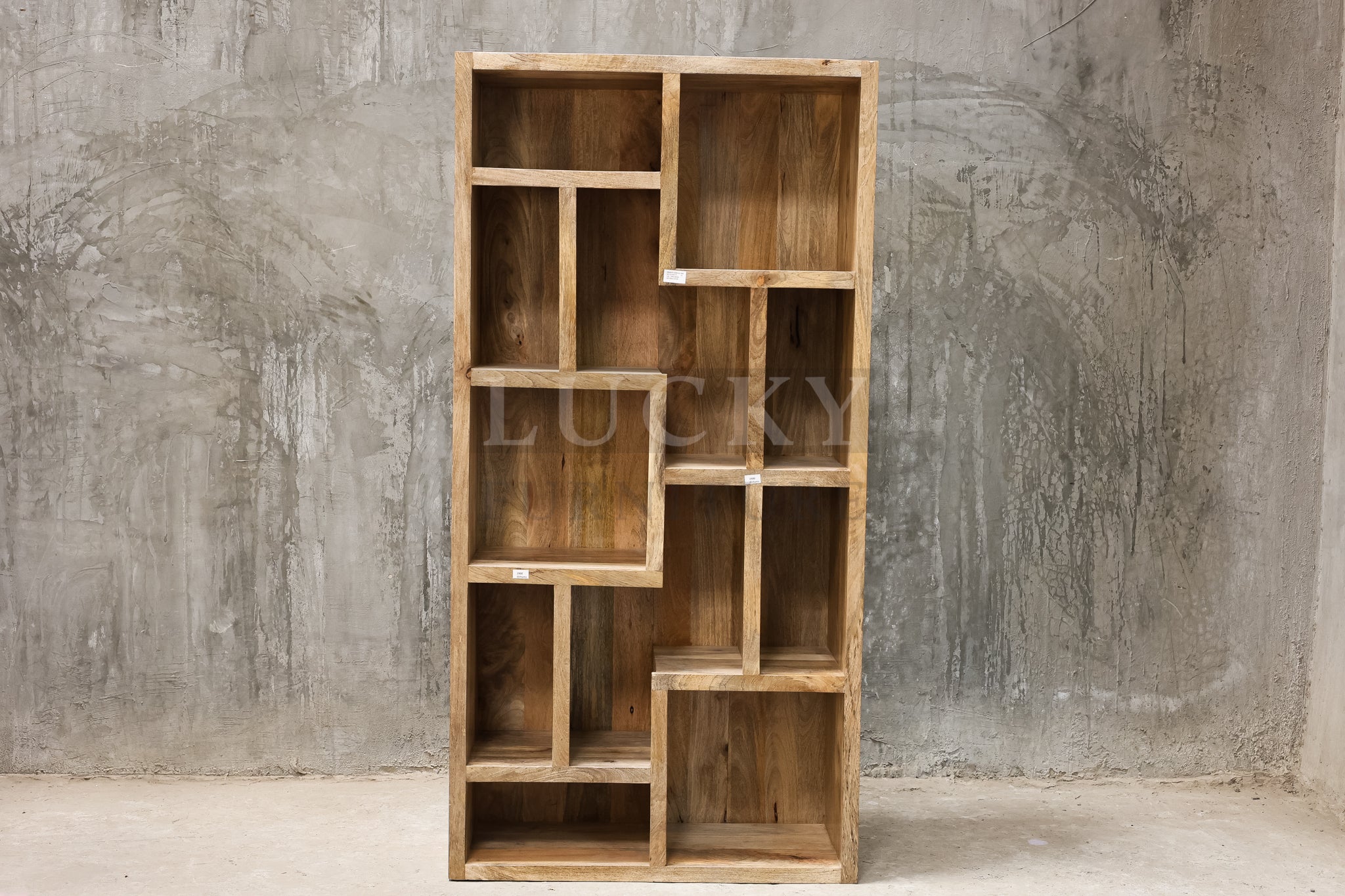 Staggered mango wood full wooden bookshelf.
