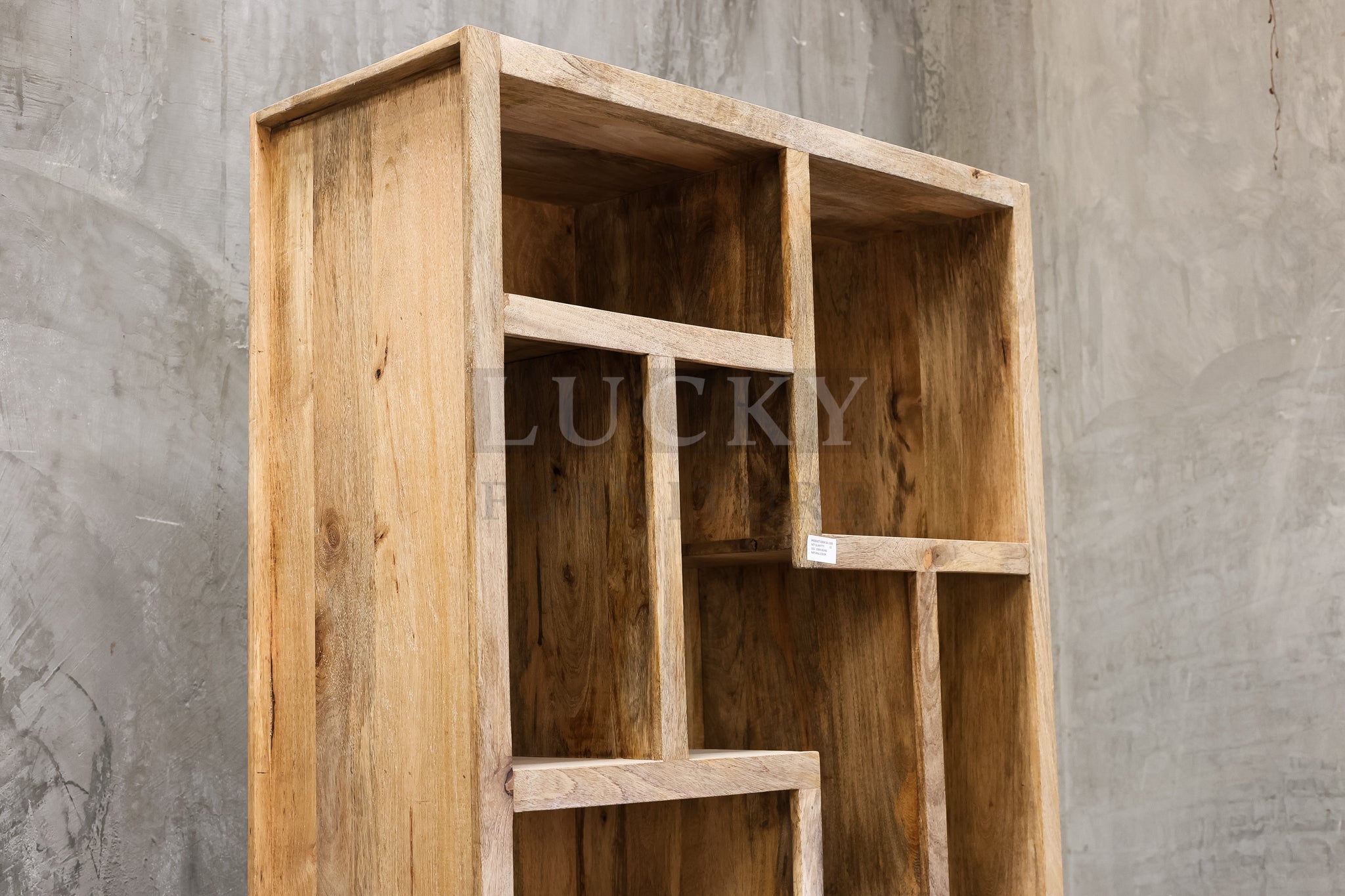 Staggered mango wood full wooden bookshelf.