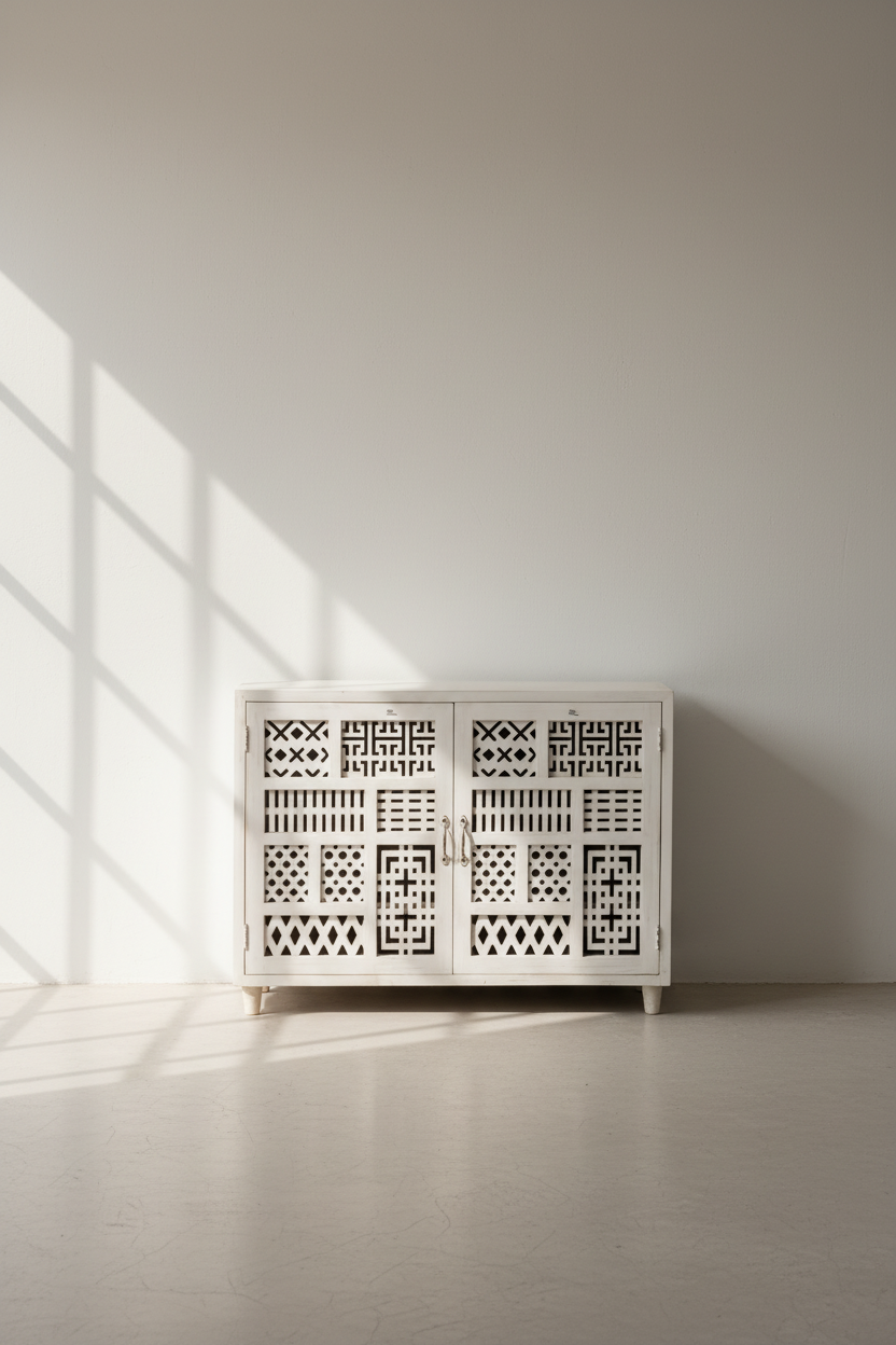 Carved 2 door sideboard mixed carving.