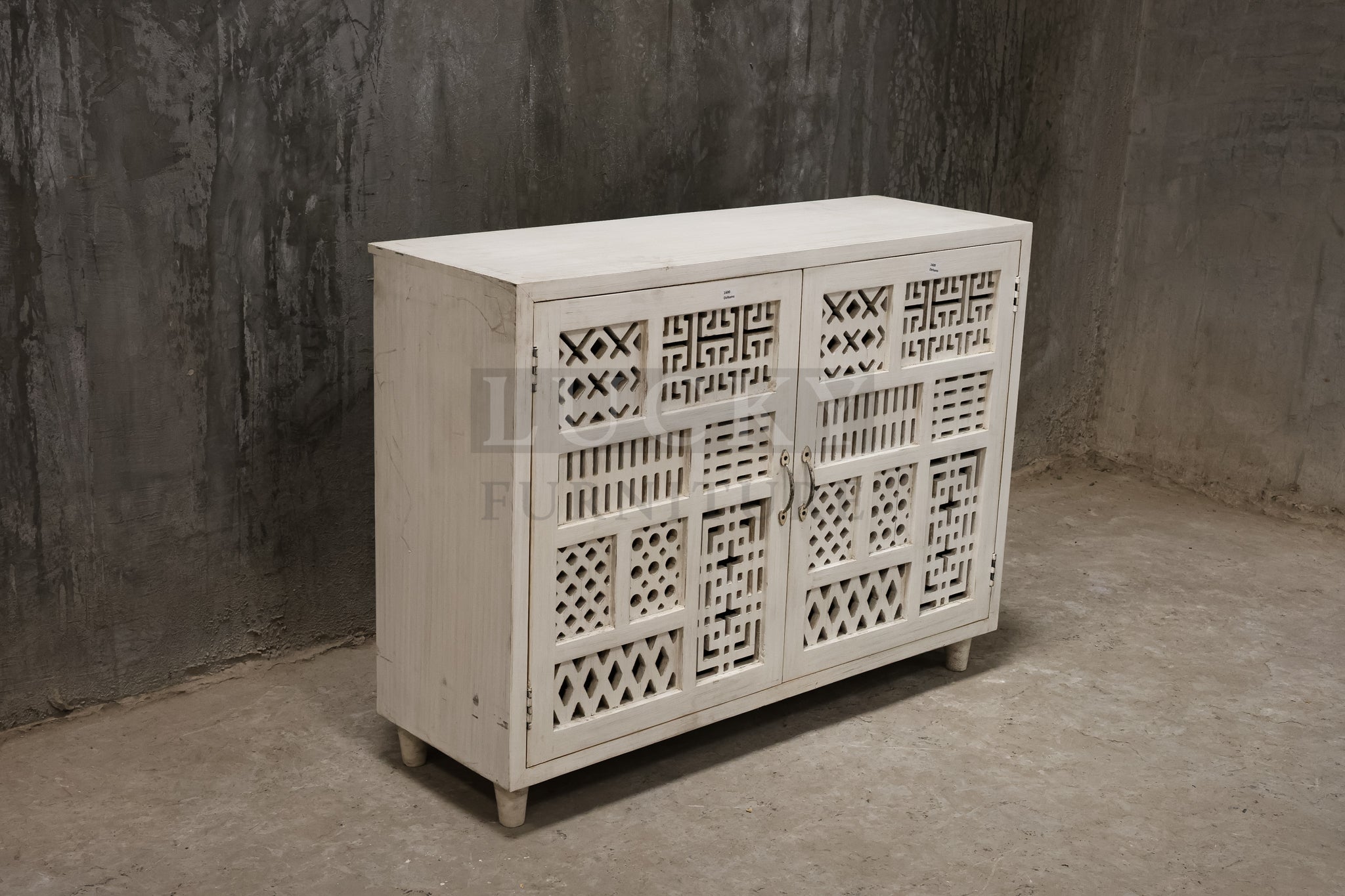 Carved 2 door sideboard mixed carving.