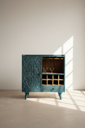Carved vibrant coffee station or bar.
