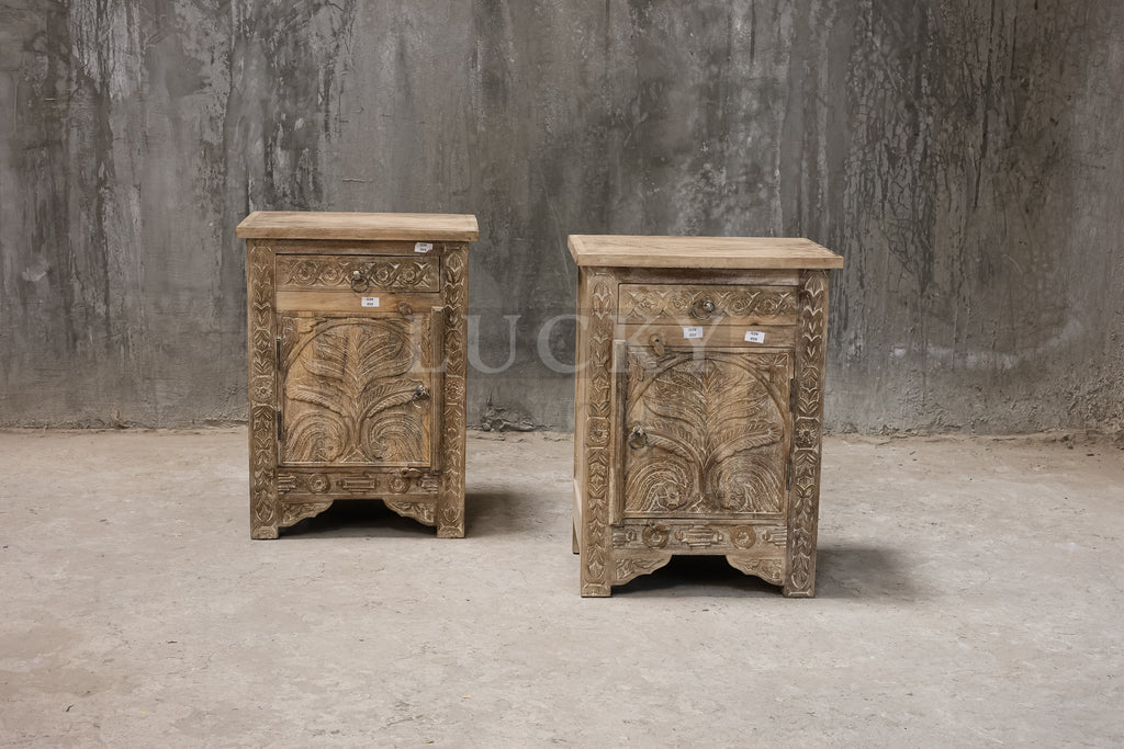 Carved mangowood bedside.