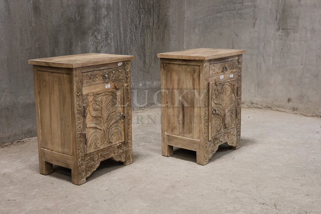 Carved mangowood bedside.