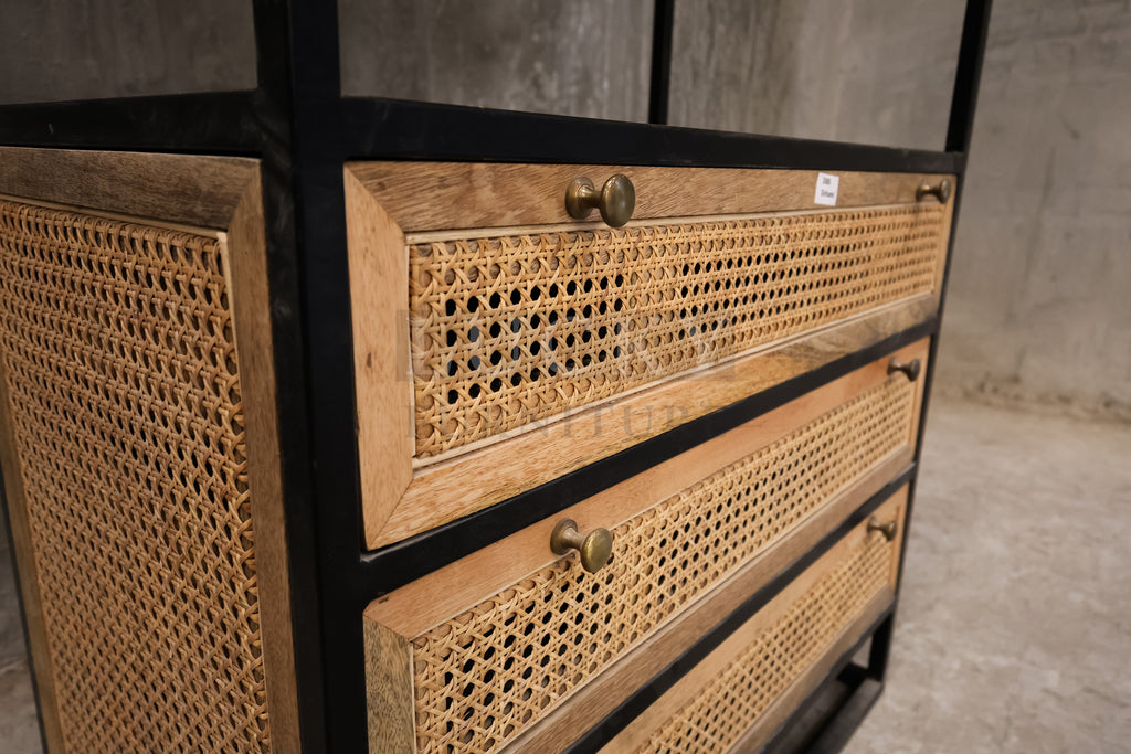 Mango wood 3 draw bookshelf.