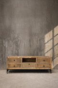 Rattan and mango wood tv stand.