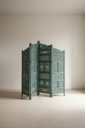 Vibrant carved room divider.