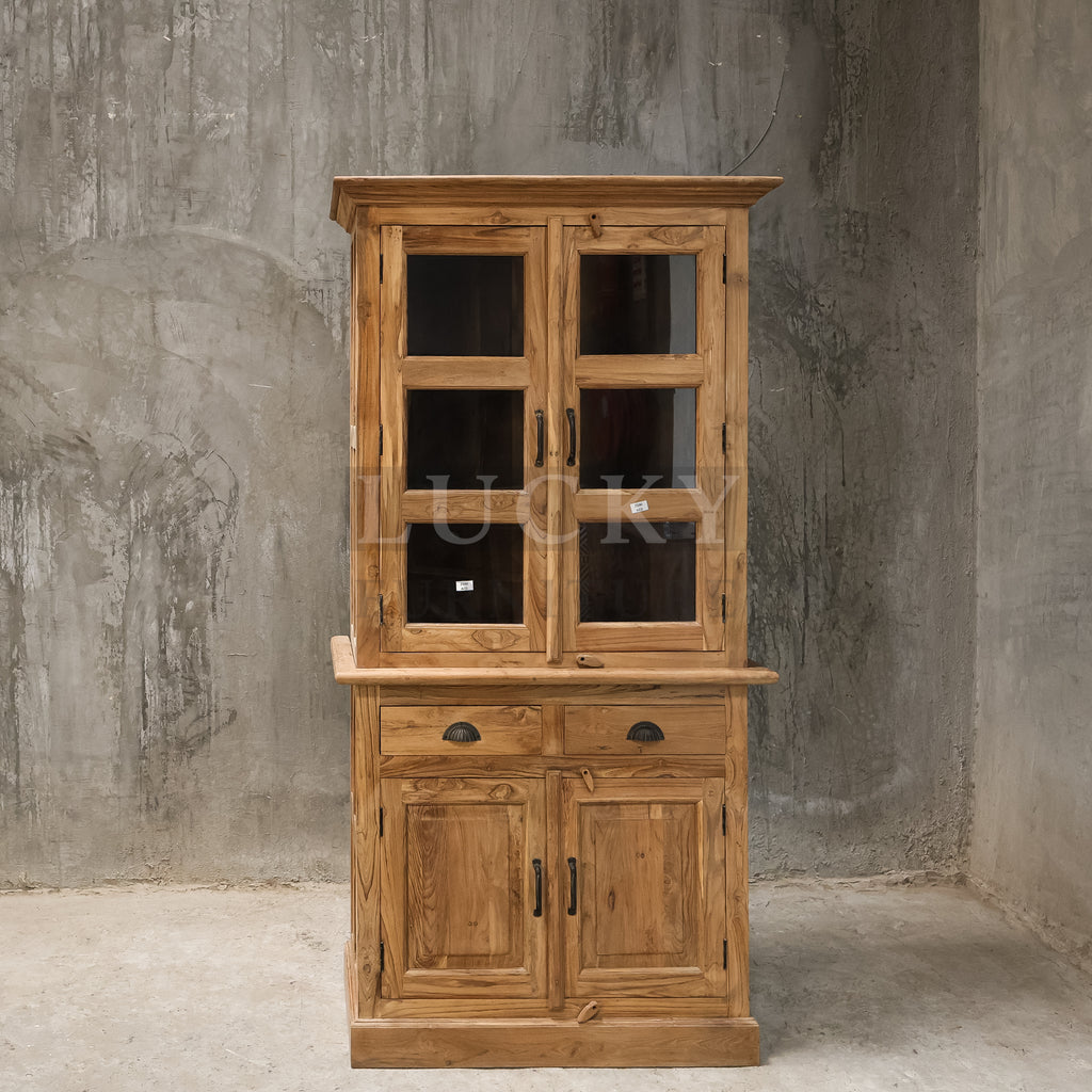 Teak wood two park glass cabinet.