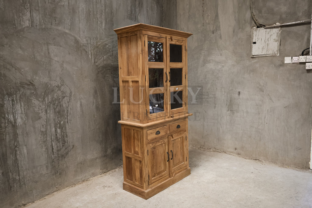 Teak wood two park glass cabinet.