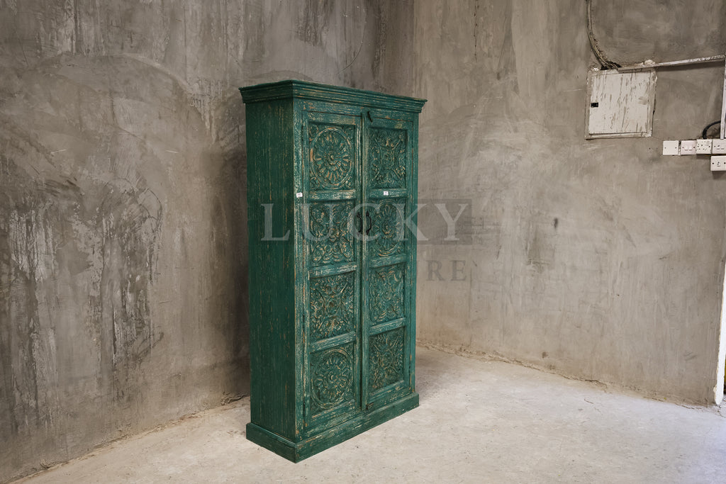 Carved vibrant cabinet.