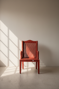 Red distressed statement chair.