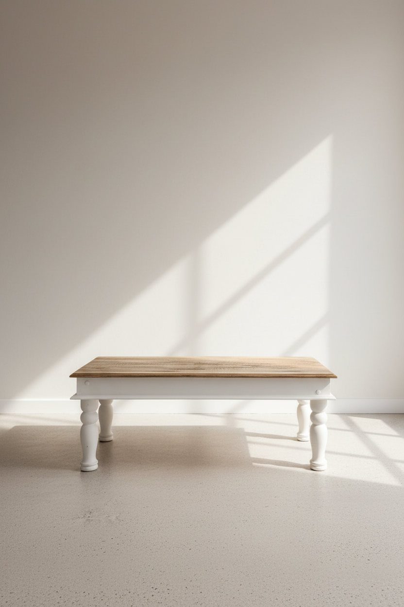 Mango wood two tone coffee table.