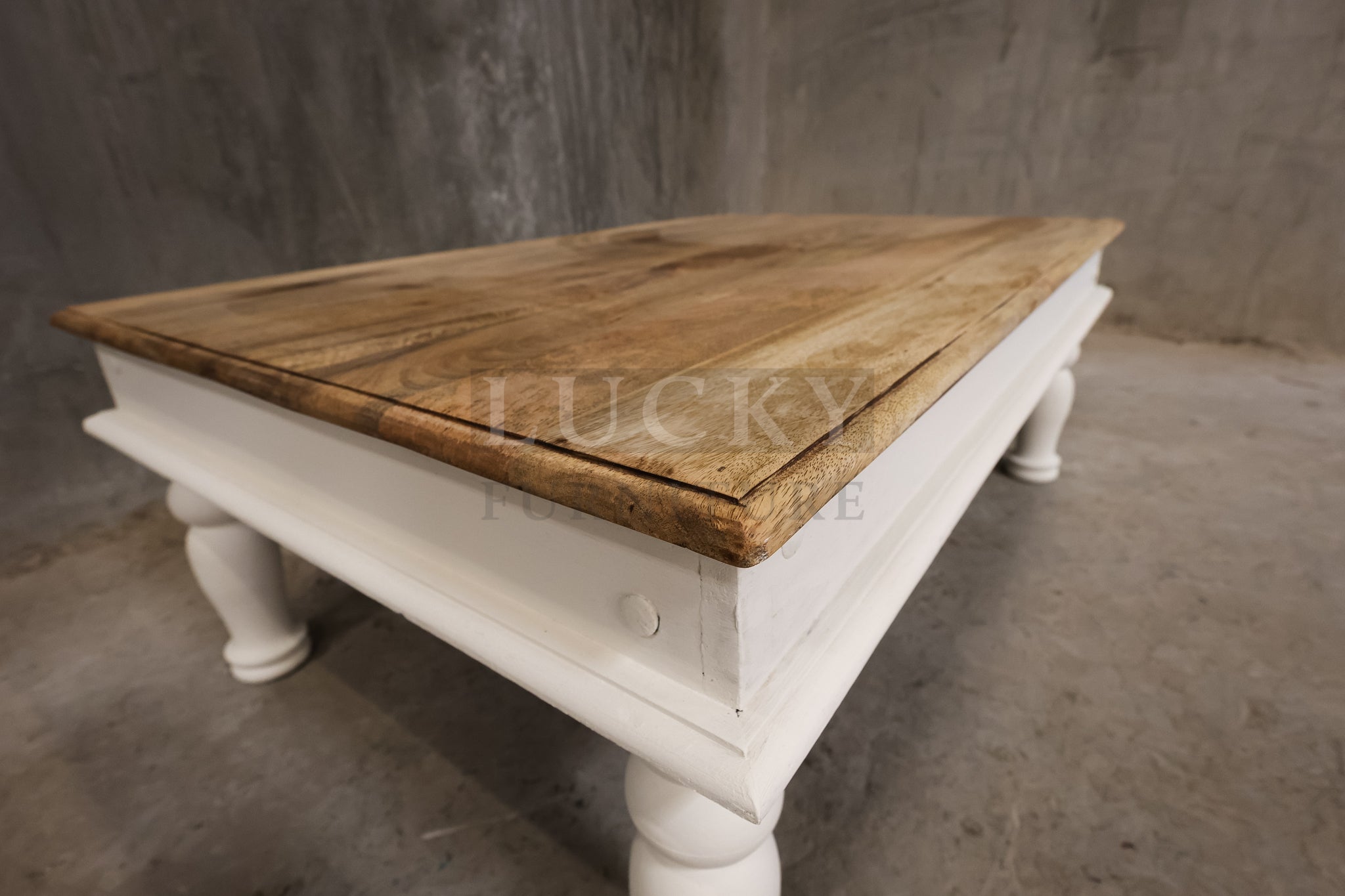Mango wood two tone coffee table.