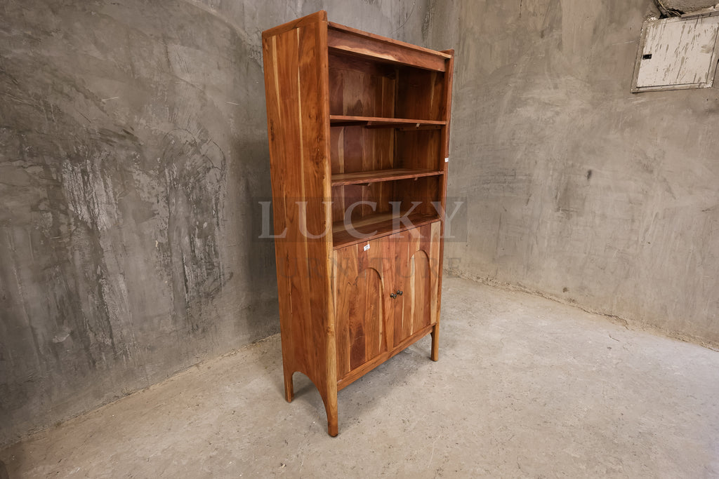 Organic design Acacia wood bookshelf cabinet.