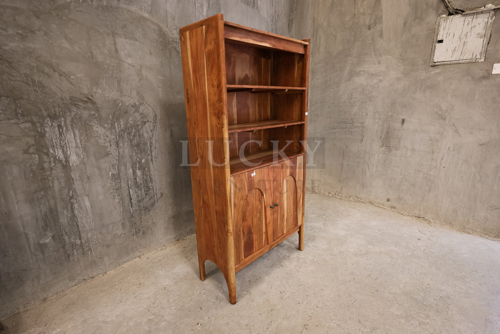 Organic design Acacia wood bookshelf cabinet.