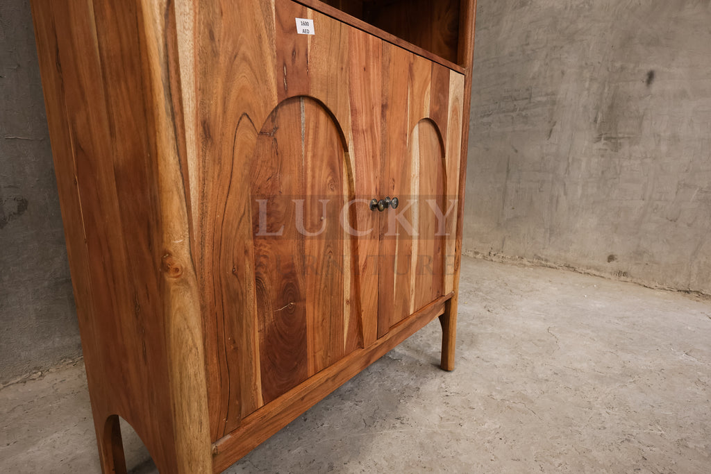 Organic design Acacia wood bookshelf cabinet.