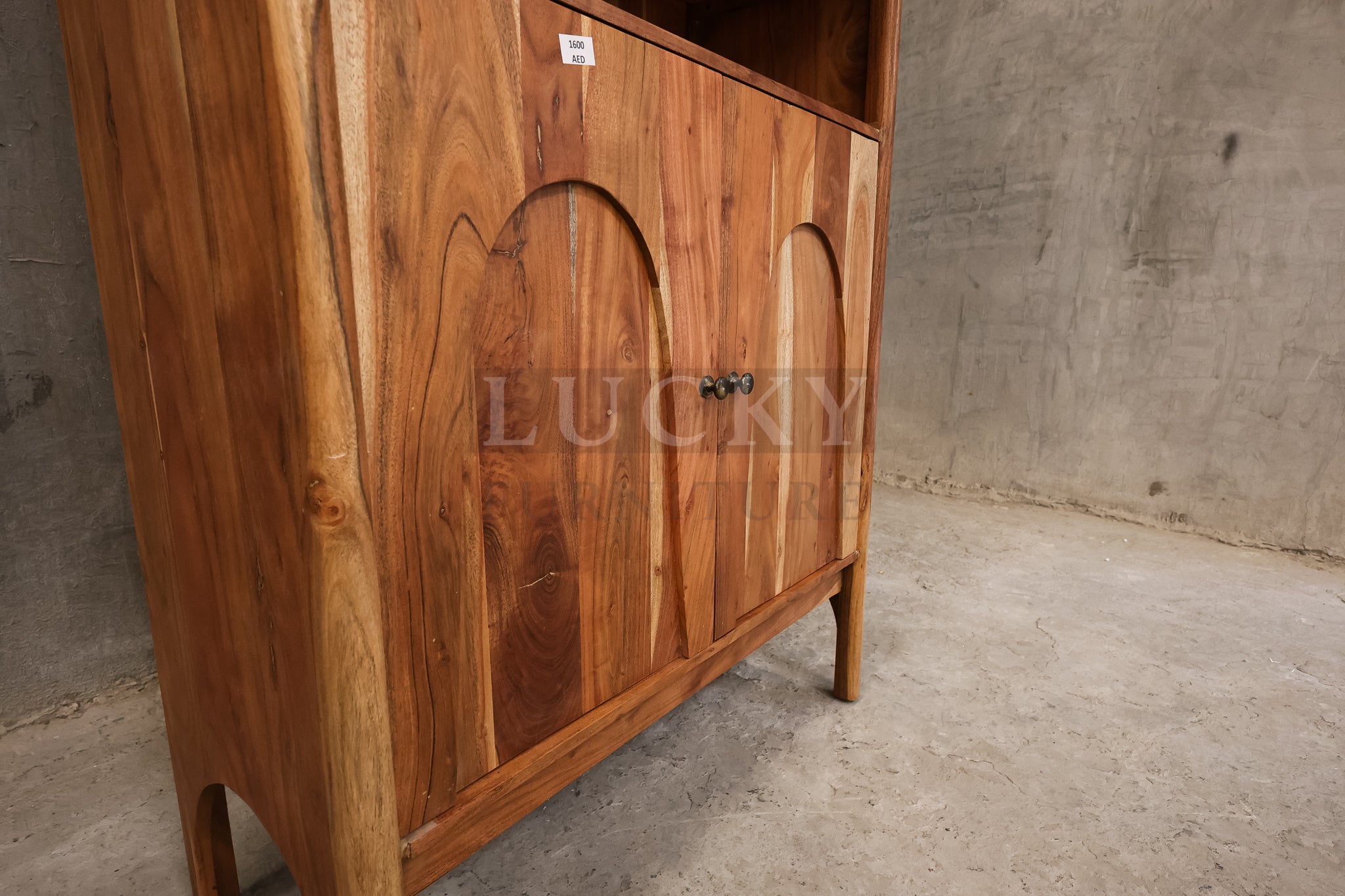 Organic design Acacia wood bookshelf cabinet.