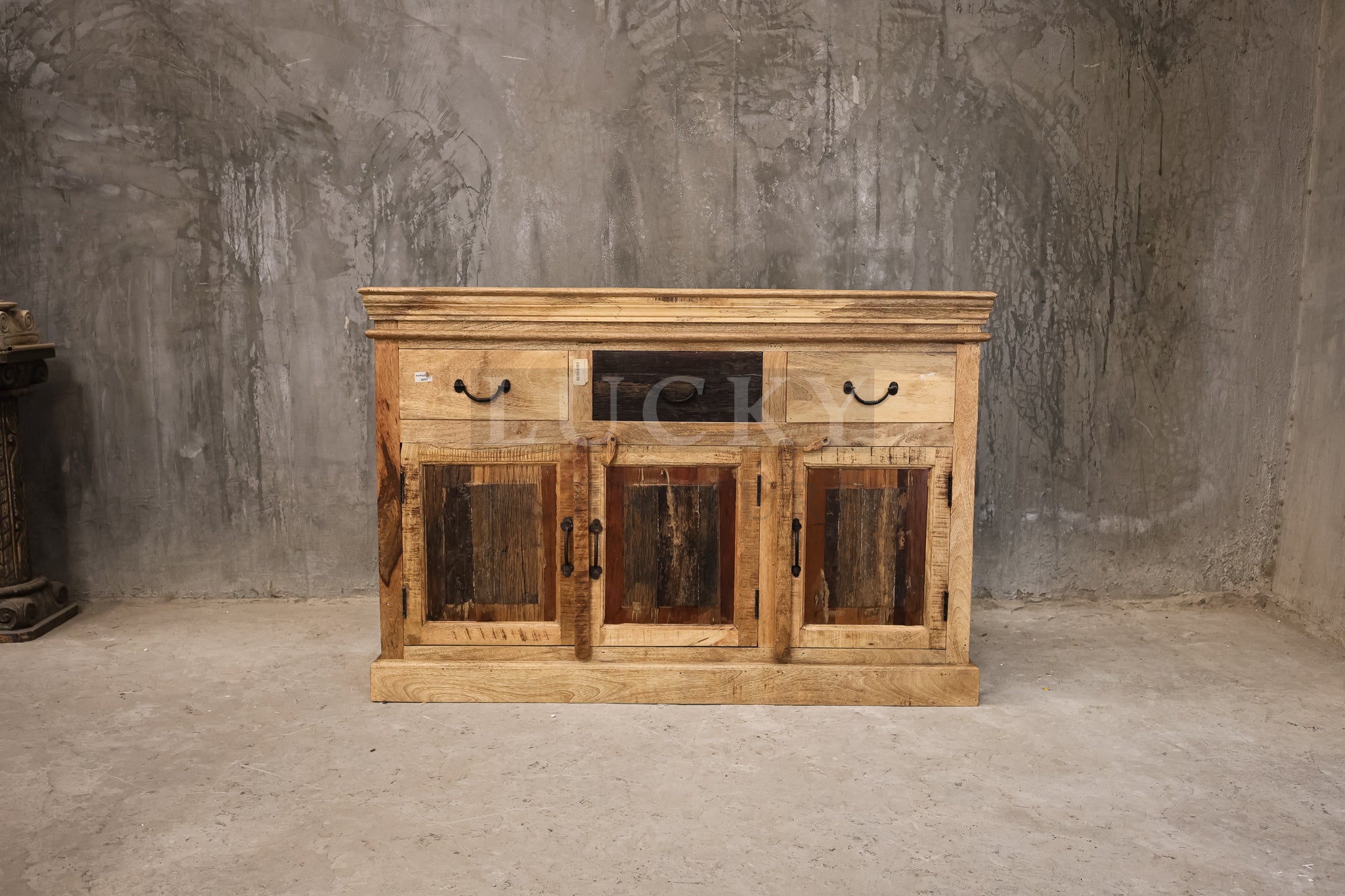 Railway sleeper and mango wood sideboard.