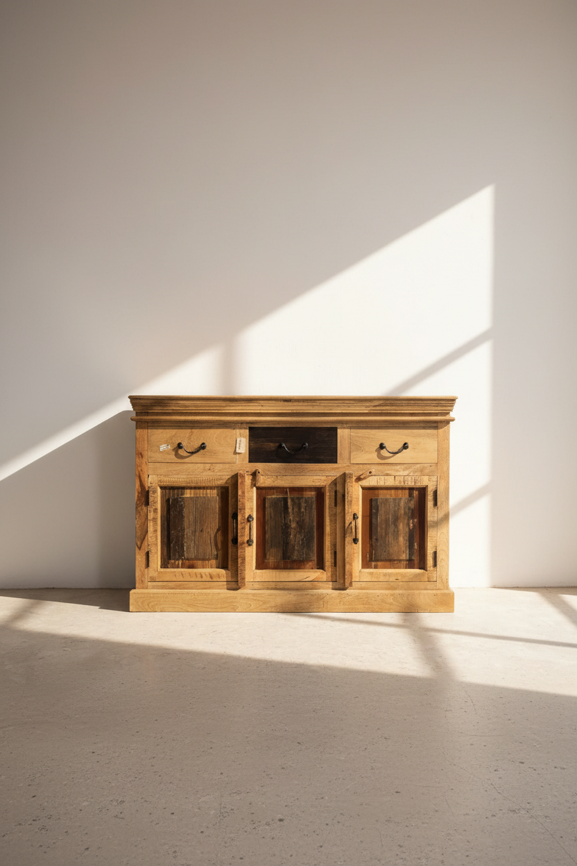 Railway sleeper and mango wood sideboard.