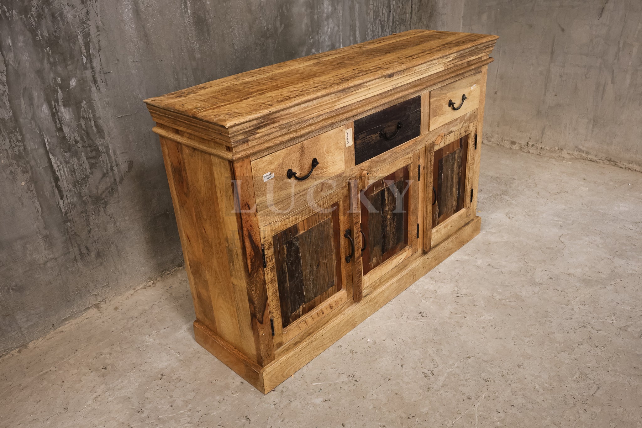 Railway sleeper and mango wood sideboard.