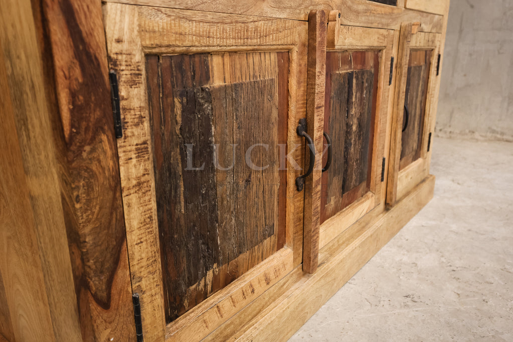 Railway sleeper and mango wood sideboard.