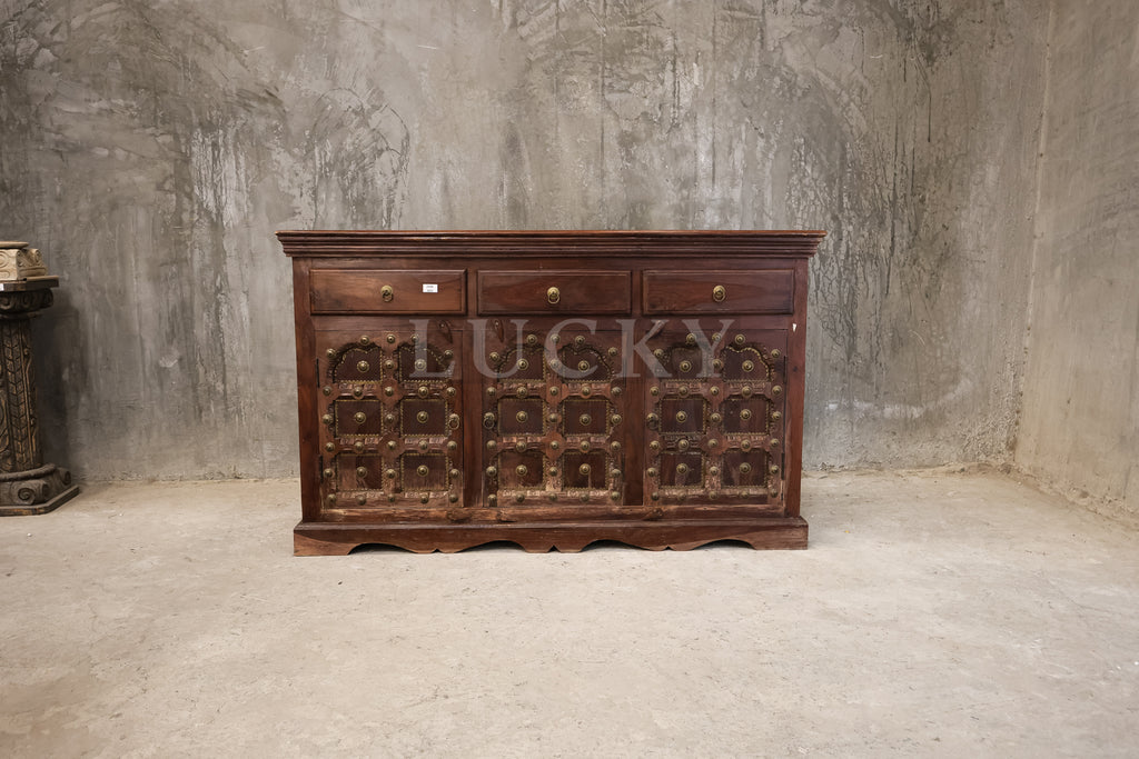 Vintage design sideboard brass and rosewood.