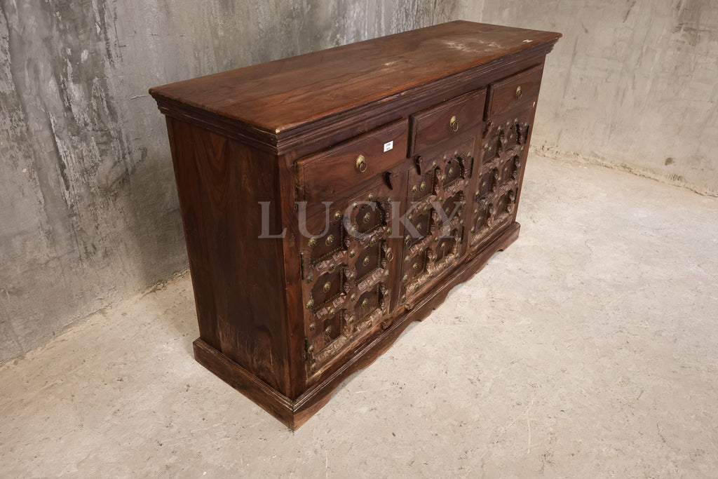 Vintage design sideboard brass and rosewood.