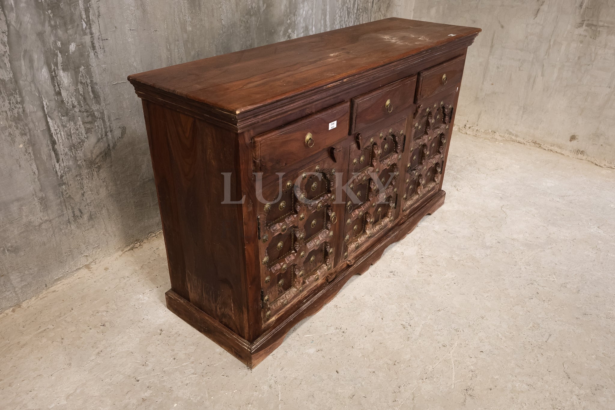 Vintage design sideboard brass and rosewood.