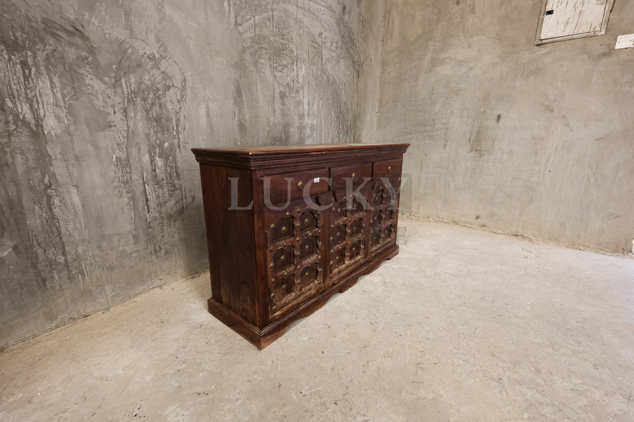 Vintage design sideboard brass and rosewood.