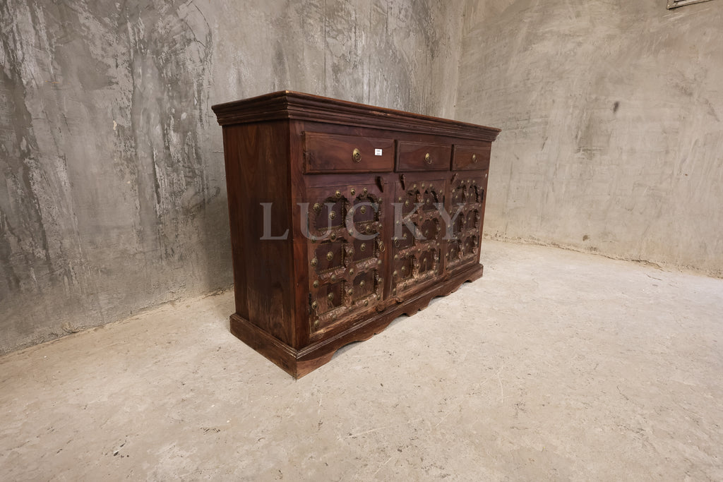 Vintage design sideboard brass and rosewood.
