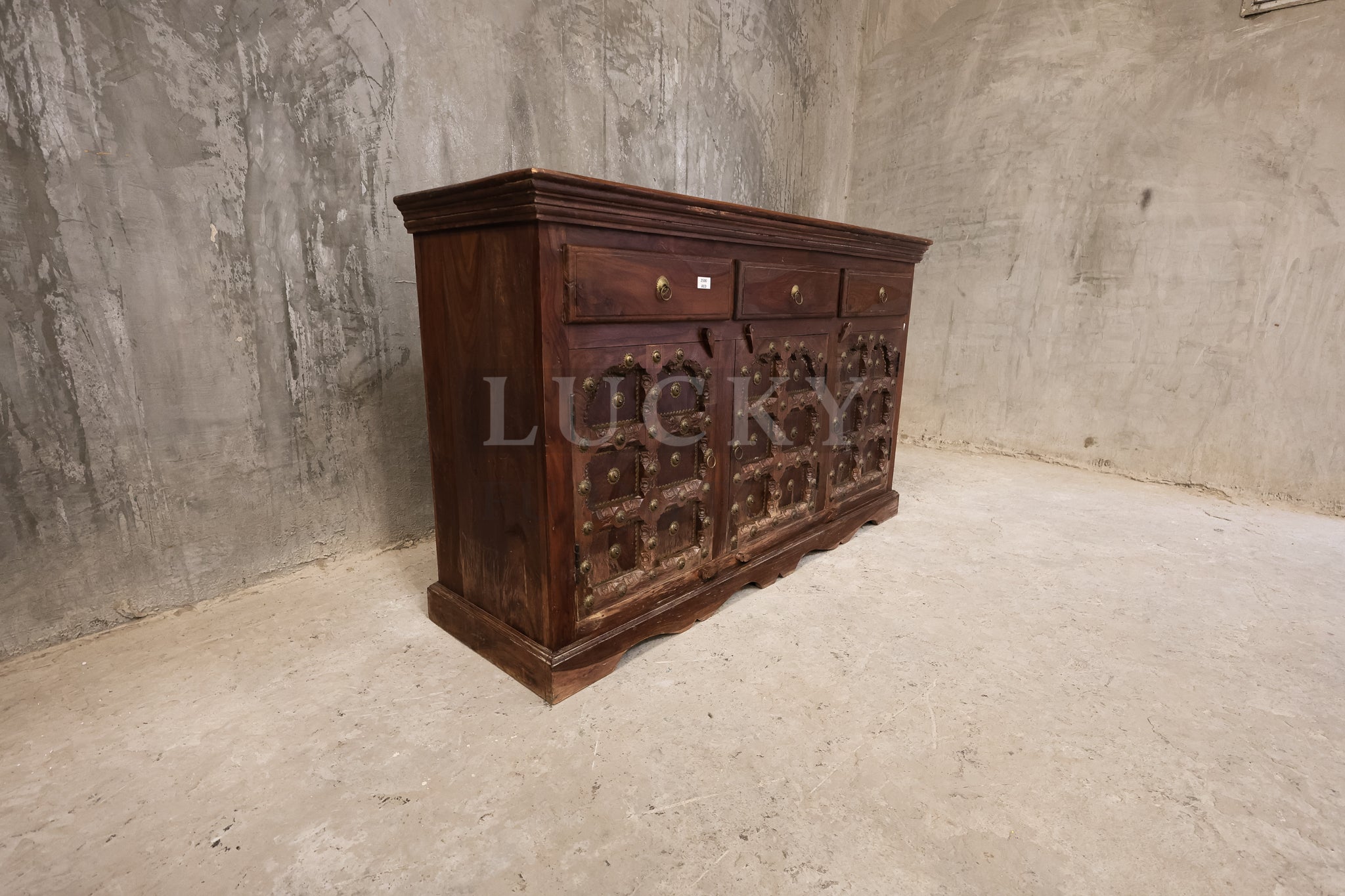 Vintage design sideboard brass and rosewood.