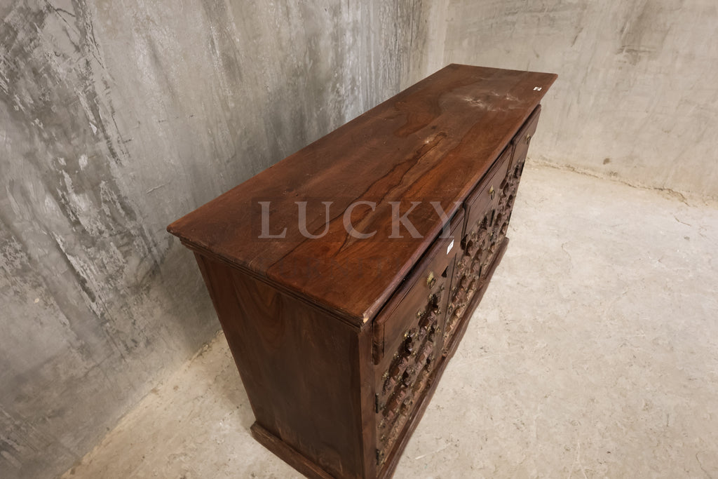 Vintage design sideboard brass and rosewood.