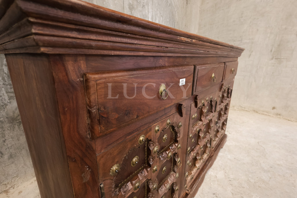 Vintage design sideboard brass and rosewood.