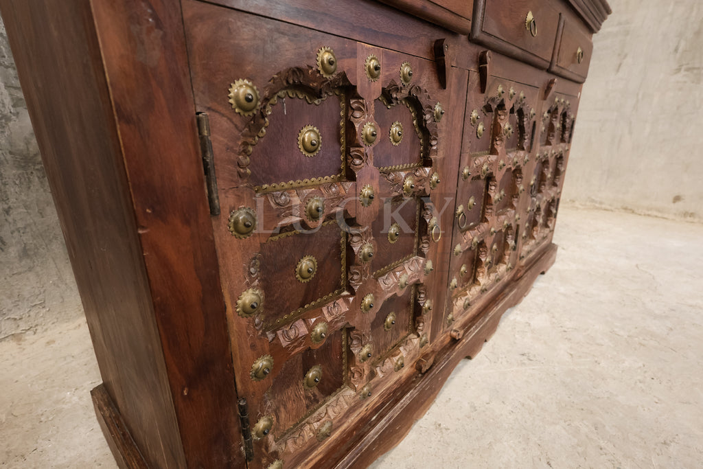Vintage design sideboard brass and rosewood.