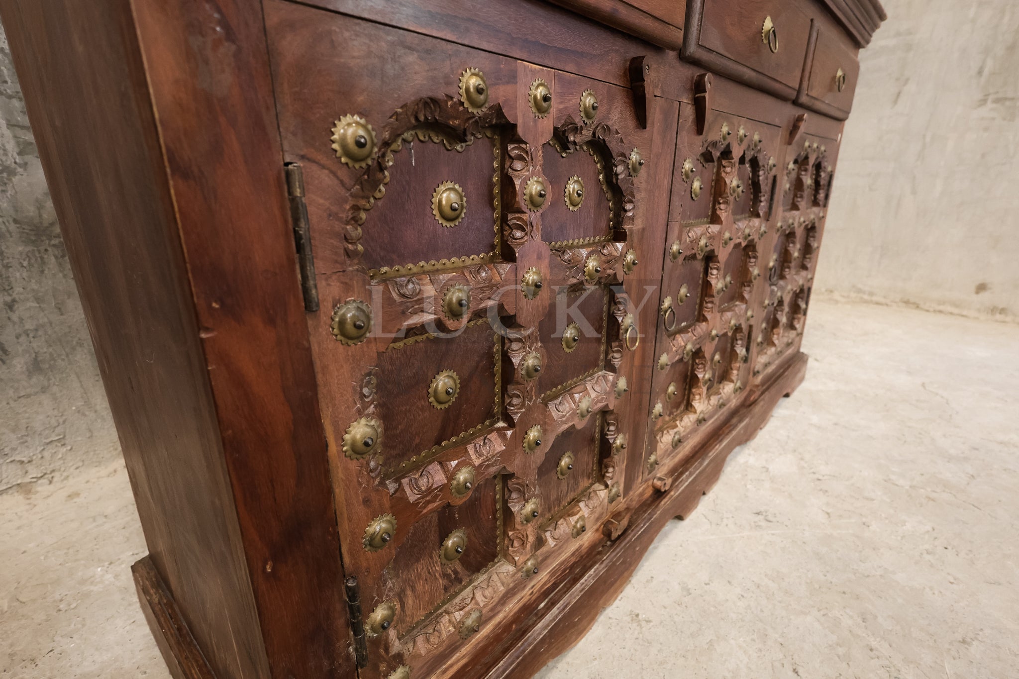 Vintage design sideboard brass and rosewood.