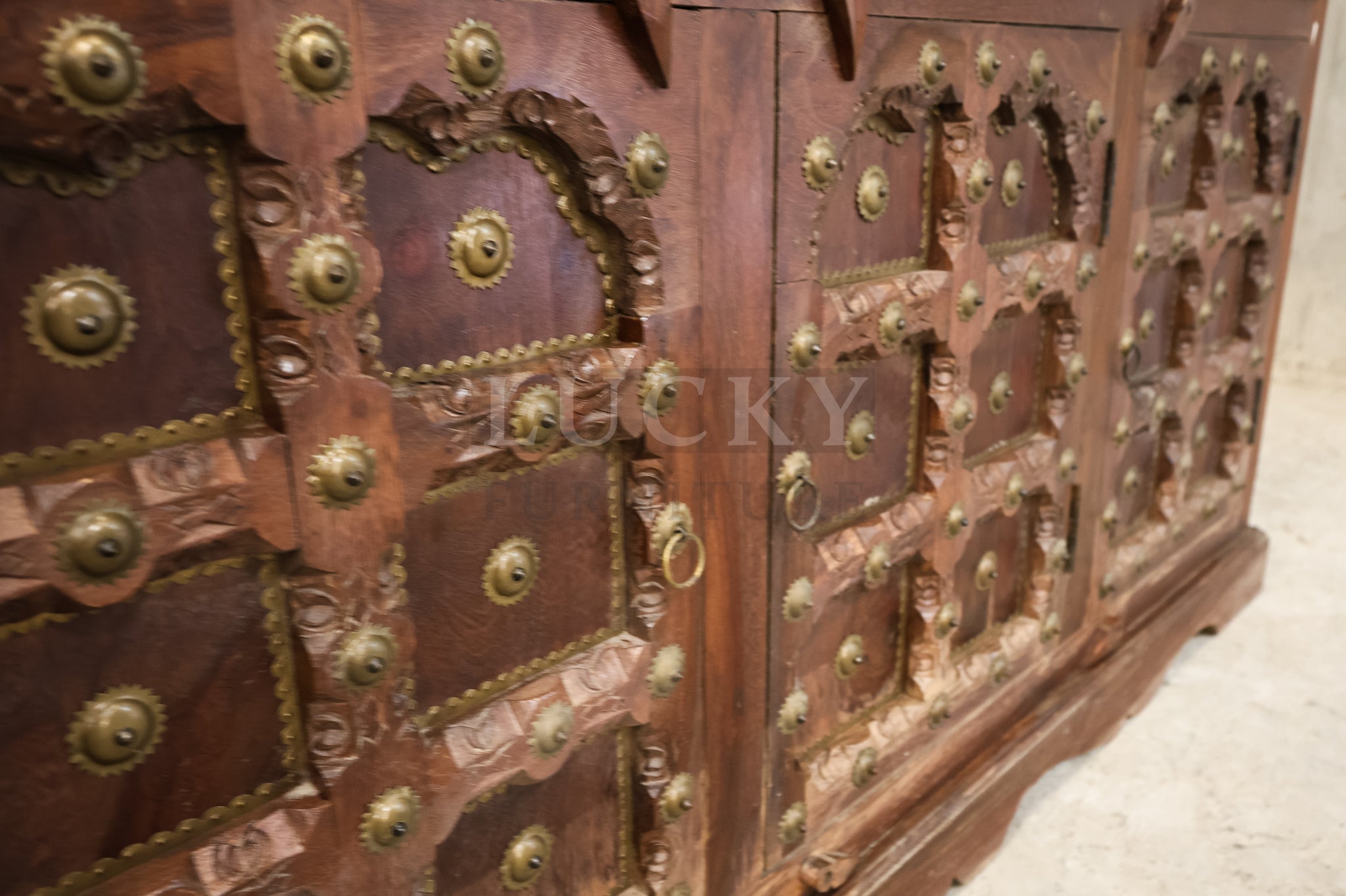 Vintage design sideboard brass and rosewood.