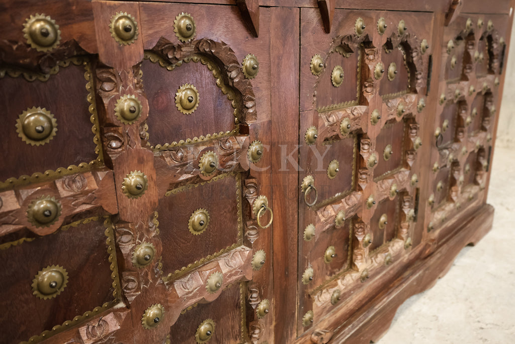 Vintage design sideboard brass and rosewood.