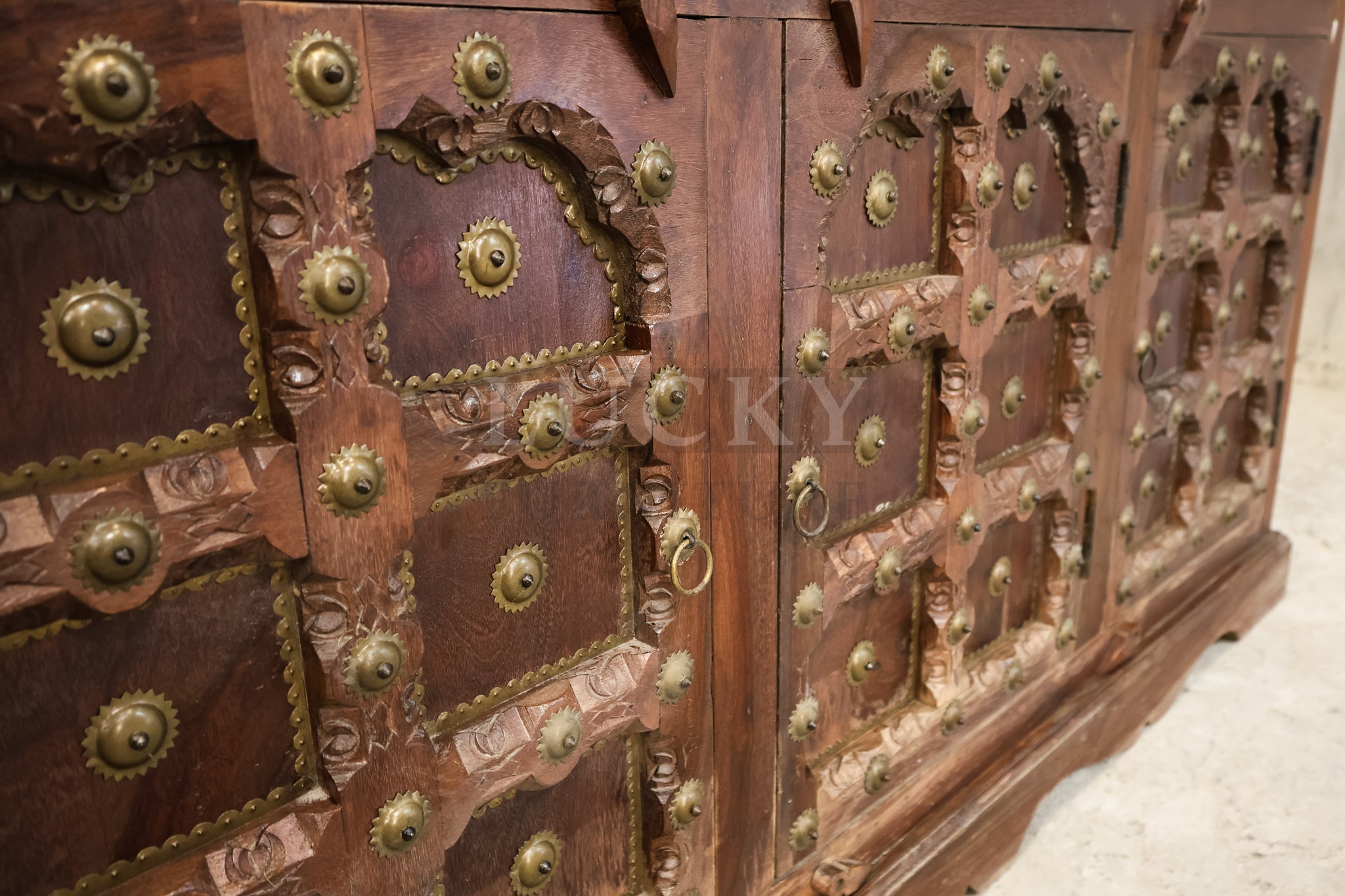 Vintage design sideboard brass and rosewood.