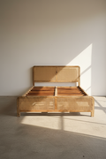 Rattan and mango wood bed.