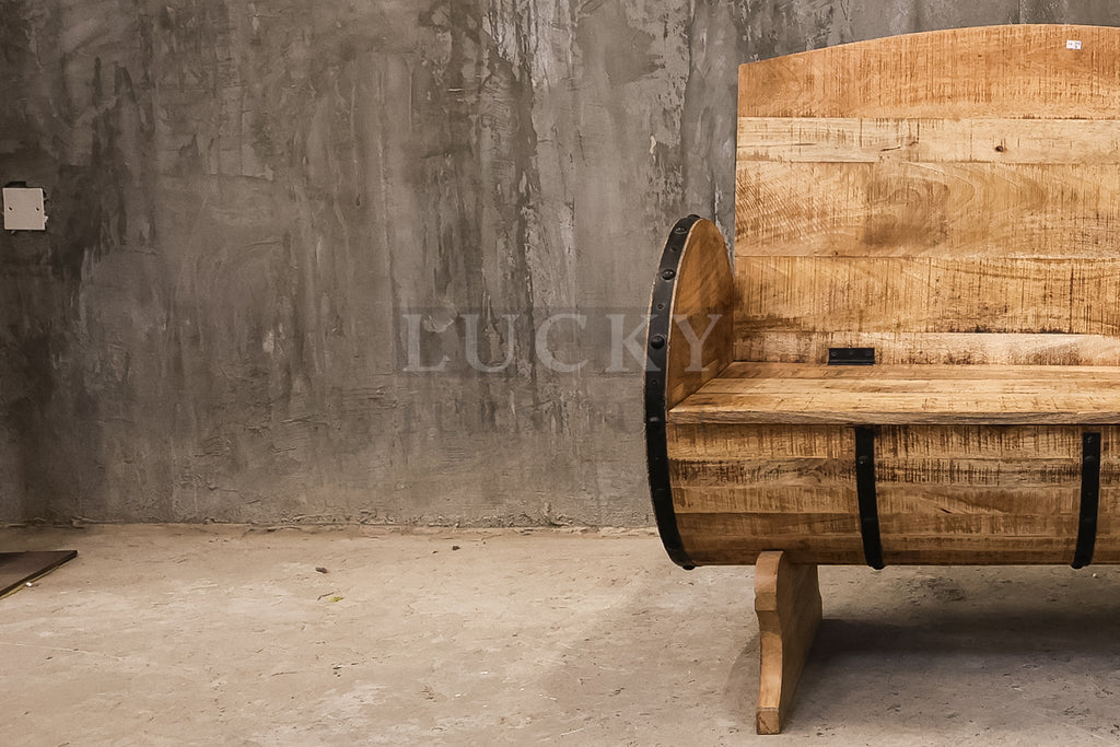 Barrel bench sofa box mango wood.