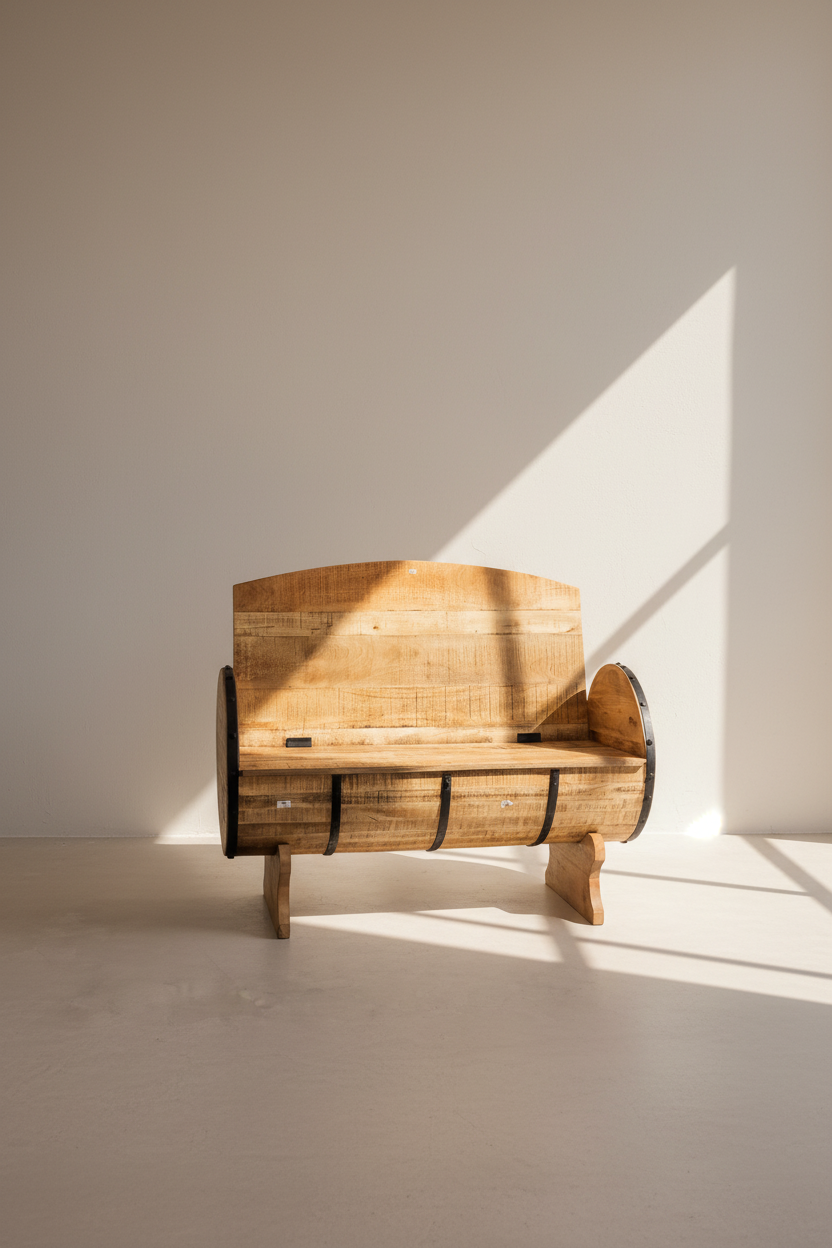 Barrel bench sofa box mango wood.